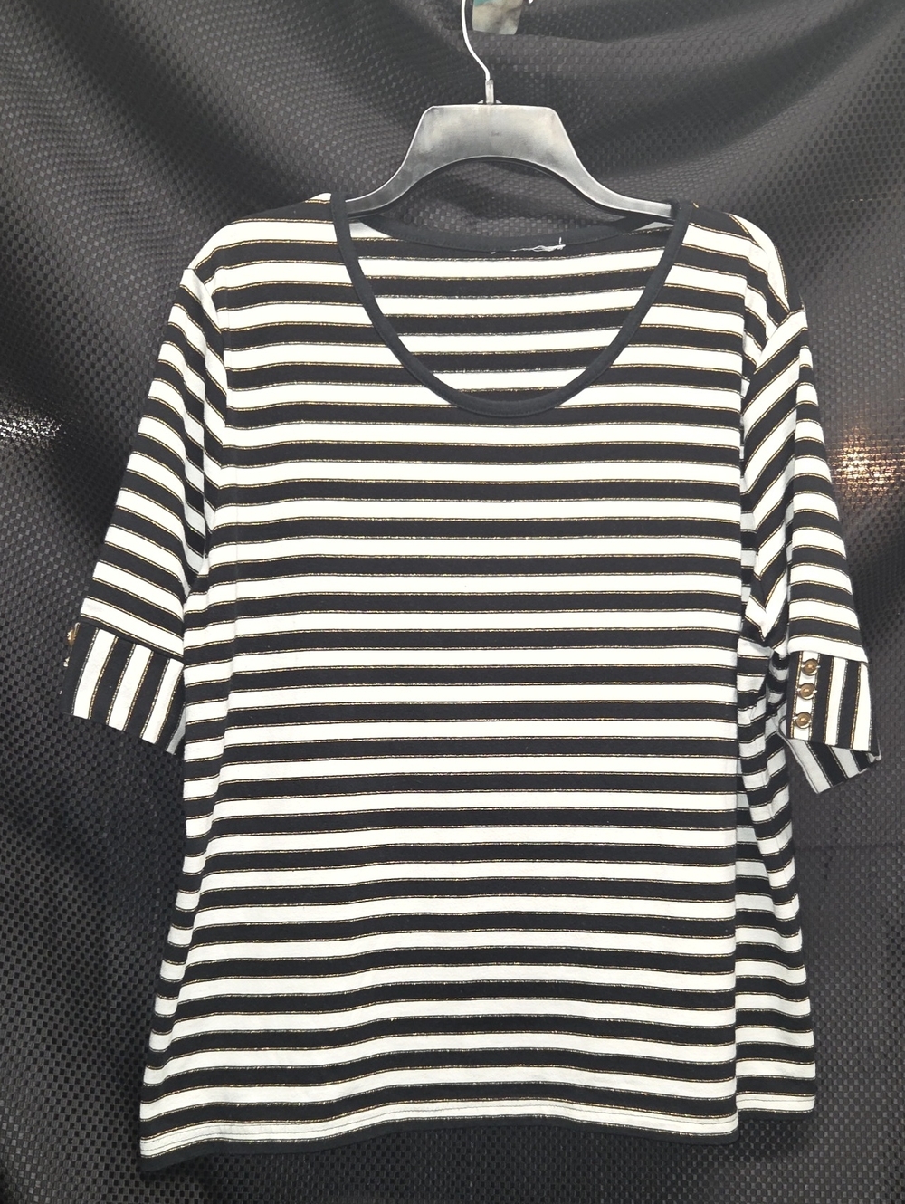 Striped Black and White Women's Knit Top